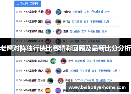 老鹰对阵独行侠比赛精彩回顾及最新比分分析